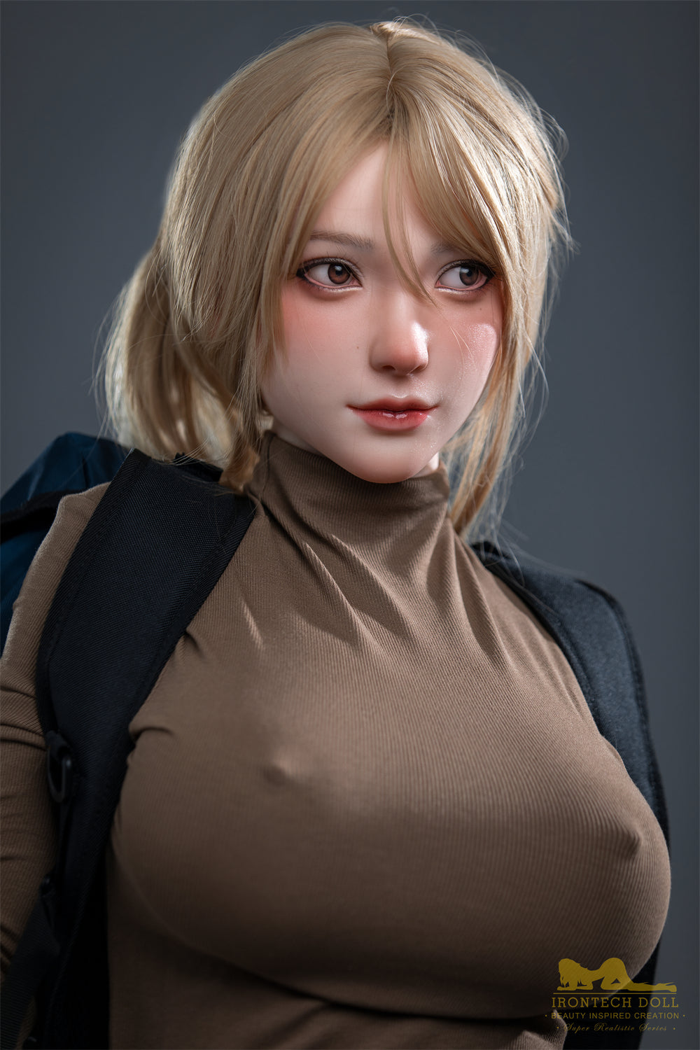 Realistic Japanese love doll Kitty E. with long hair and soft curves
