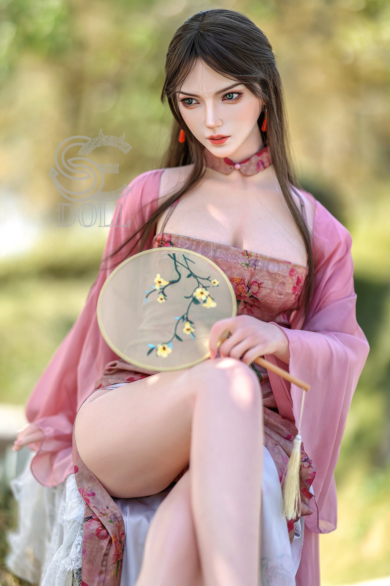 Asian skinny sex doll with seductive look.