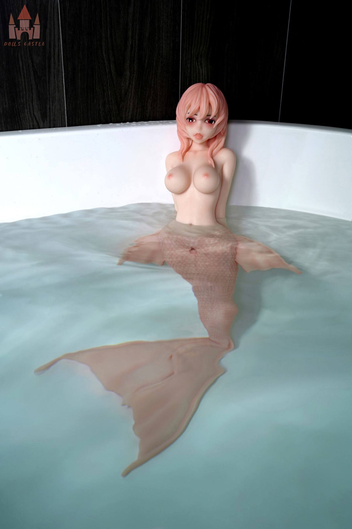 Mermaid silicone sex doll torso white skin texture view