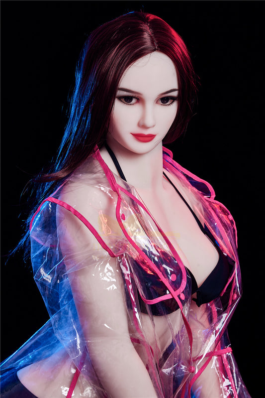 Hellen 168cm Plus sex doll with white skin and dark hair showing realistic curvy hips.