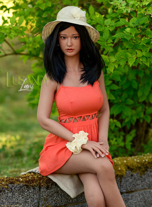 Lani 161cm D Cup silicone sex doll by Lusandy with natural slim body and tan skin