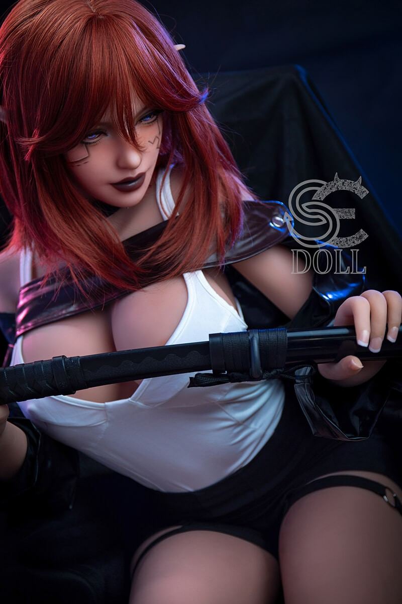 Curvy F-cup fantasy elf TPE Sex Doll with fiery red hair