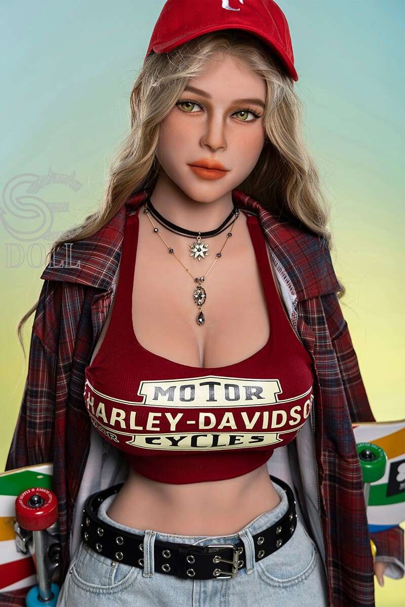 161cm F-cup blonde TPE sex doll with a retro skater look