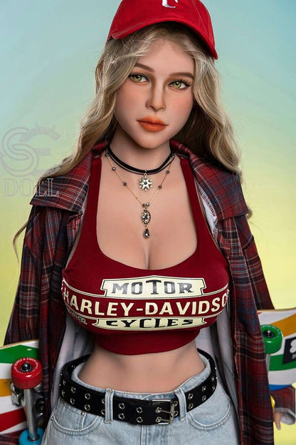 161cm F-cup blonde TPE sex doll with a retro skater look