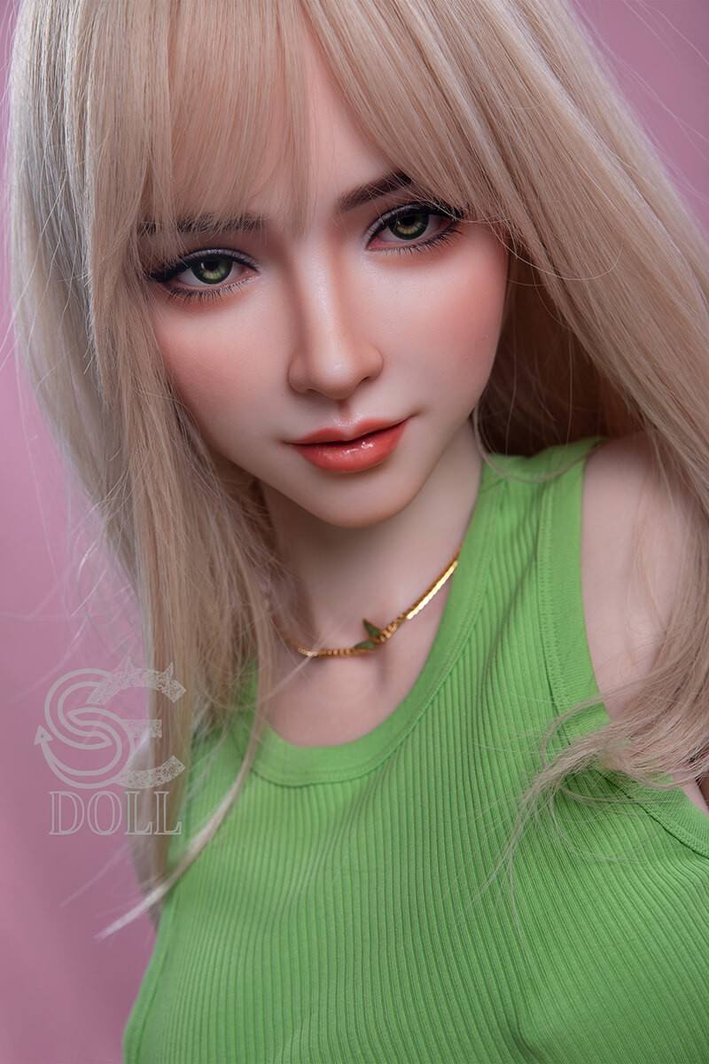 Blonde silicone sex doll with bright expressive styling