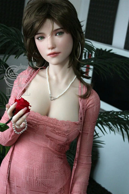 Blonde C-cup silicone doll featuring a soft and charming appearance